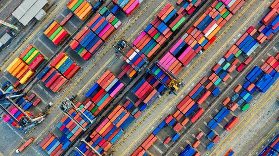 colorful cargo containers diagonal image