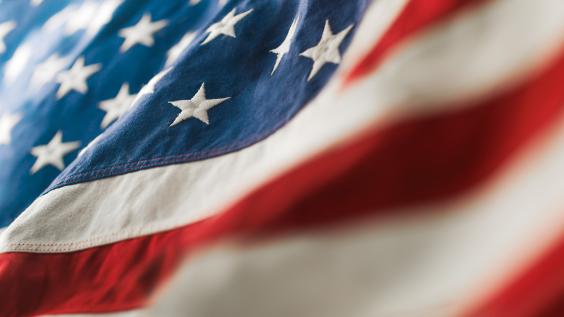 Close-up of U.S. flag.