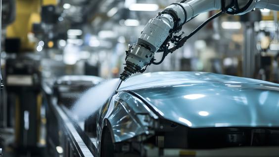  Downloaded Robotic arm painting a car in a factory 