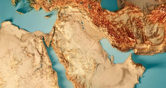 Topographic map of Middle East