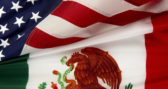Textured flags of America and Mexico 