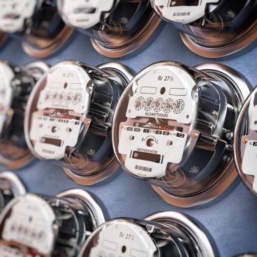 Rows of electricity meters.