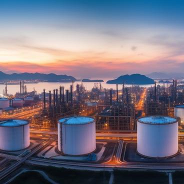 Oil refinery at twilight