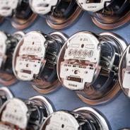 Rows of electricity meters.