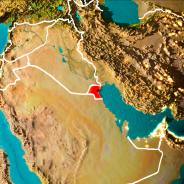 Map of Middle East centered on Kuwait