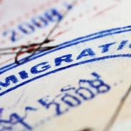 A close-up of an immigration stamp.