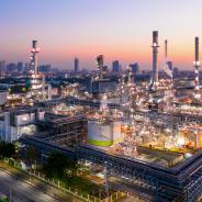 Fuel refinery at dusk