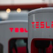 Two Tesla charging stations.