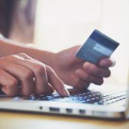 Credit card being used for online shopping