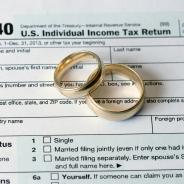 Pair on wedding bands on IRS 1040 Tax form