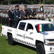 Mexico's president AMLO driving by the Mexican National Guard