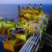 Oil rig at night