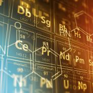 Rare earth elements are in focus on a periodic table. 