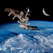 Space station above planet