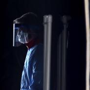 A man wears PPE during the COVID-19 pandemic.