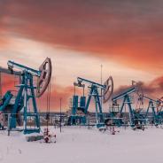 Oil pumps at work in Russia.