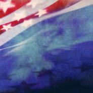 The U.S. flag in grunge texture.