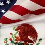 Textured flags of America and Mexico 