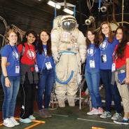 Participants from the Moscow Summer Intern Program tour a Russian company that produces spacesuits