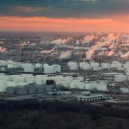 Texas refineries at sunset