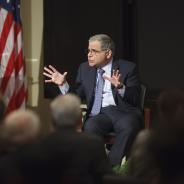 Chazen addresses the Baker Institute audience