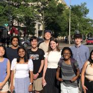 Students from the D.C. Interns program (2022 cohort) pose with the U.S. capitol in the background