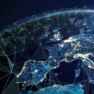 The globe at night; focus on Europe