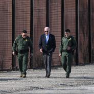 President Biden walks along US border wall