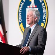 CIA Director William Burns speaks at a podium