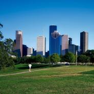 Houston skyline and jogging trail