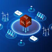 Icons representing clean energy with the evolution of decarbonization at the center
