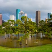 Houston skyline flood