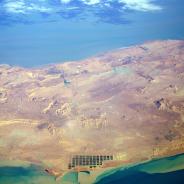 Aerial view of the Strait of Hormuz