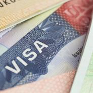 United States visa on passport background