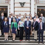 EU delegates pose with Baker Institute experts