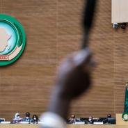Senegal's president and chairperson of the African Union address the public