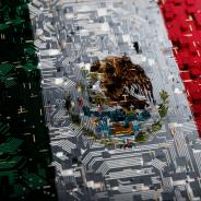 Technology background with national flag of Mexico