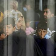 Evacuees from Afghanistan wait to fly to the U.S. at a German air base on Sept. 1, 2021.