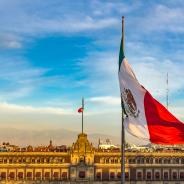 Mexican flag in front of National Palace