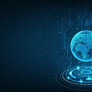 image of the earth with data transfer symbology