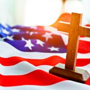  American flag and religious cross 