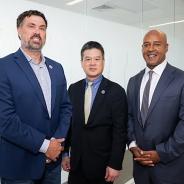 Morgan Luttrell, John Ngai, Reginald DesRoches posing for photo