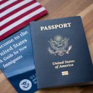 U.S. Passport with American flag