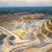 Aerial view of Dolomite mine excavation