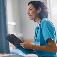 Head nurse fills medical history form