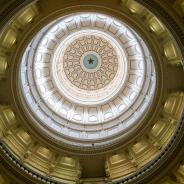 The State Capitol dome is viewed from the rotunda below on May 20, 2022, in Austin, Texas.