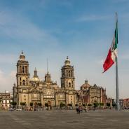 Panoramic view of Zocalo and Cathedral - Mexico City, Mexico