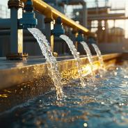 Professional-grade image of a water filtration system integrated into a city infrastructure
