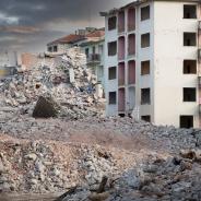 Debris left in city after war bombardment