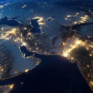 Map of Middle East at night from space